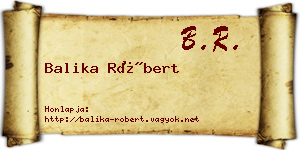 Balika Róbert névjegykártya